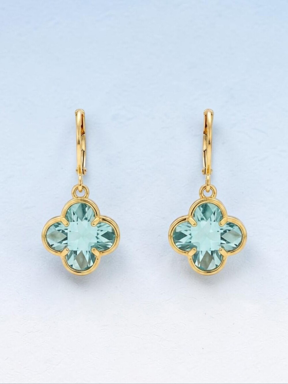 CAMILA COELHE NWT Gold-Plated Aquamarine Clover Drop Earrings -